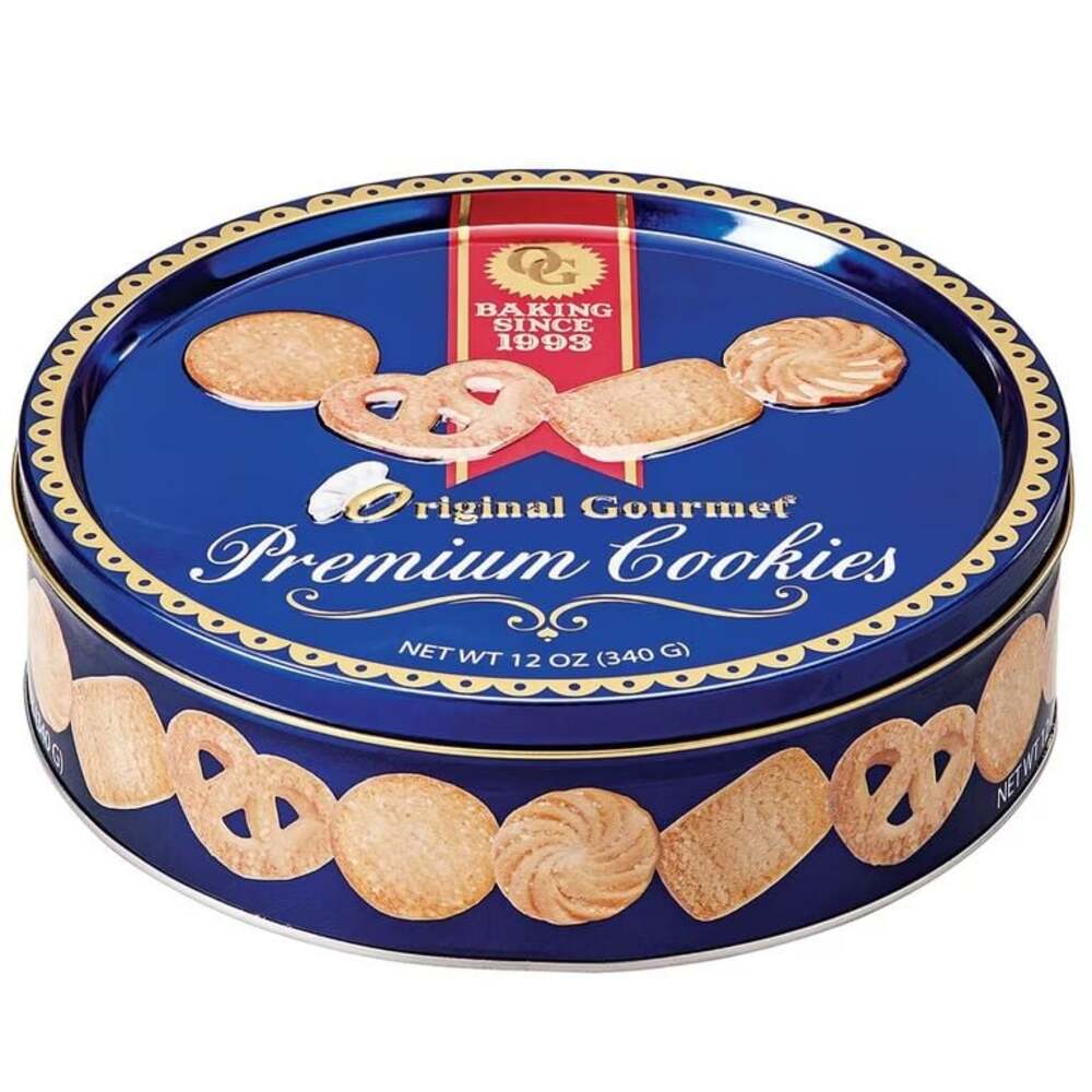 Original Gourmet Premium Cookies Assorted Butter Cookie Tin, 12 oz